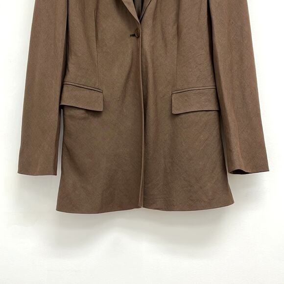 Emporio Armani 100% Linen Single Button Long Blazer Structured Italy - EU 42 - Picture 10 of 12